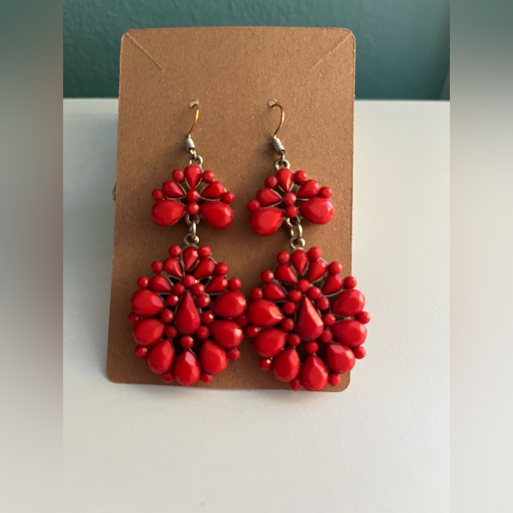 🌸Vintage Orange and Gold Bead Boutique Earrings
